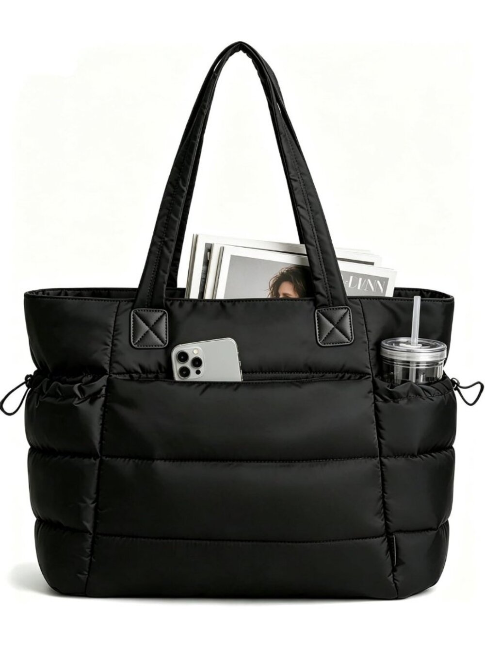 Stylish Puffer Quilted Tote Bag for Women | Zippered Work & Travel Bag